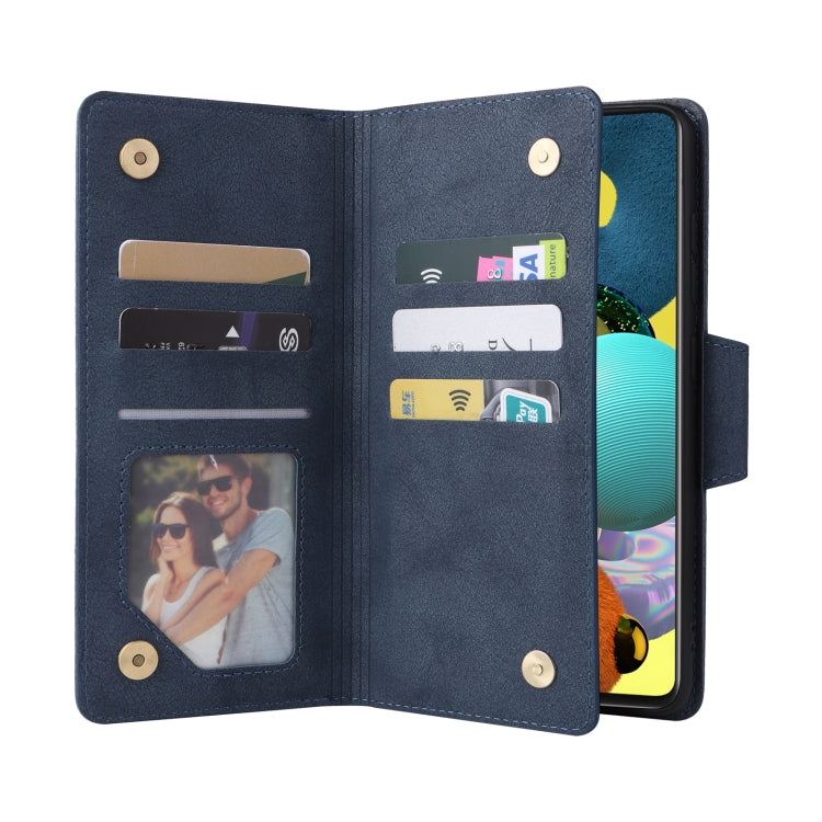 For Samsung Galaxy A51 5G Rivet Buckle 9 Cards Three Fold Leather Phone Case