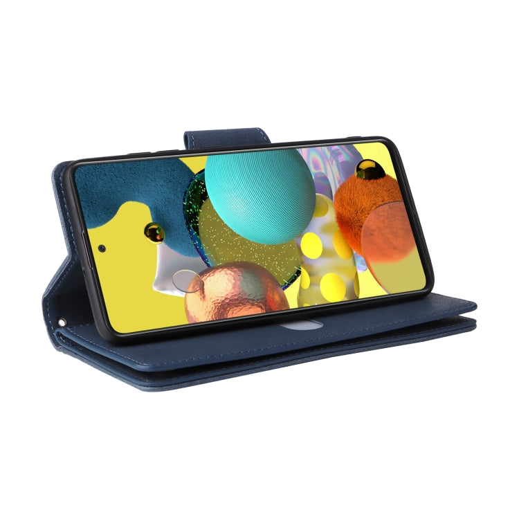 For Samsung Galaxy A51 5G Rivet Buckle 9 Cards Three Fold Leather Phone Case