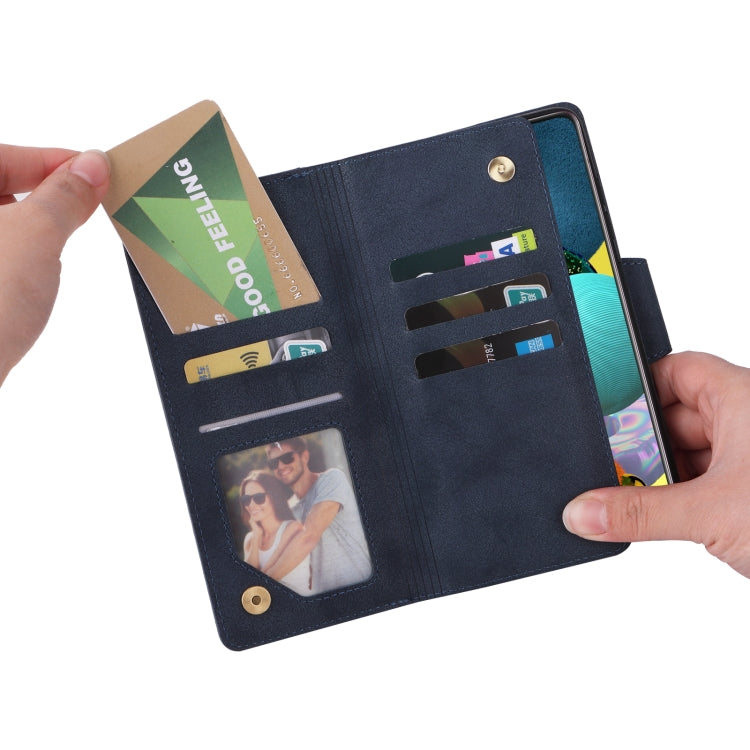 For Samsung Galaxy A51 5G Rivet Buckle 9 Cards Three Fold Leather Phone Case