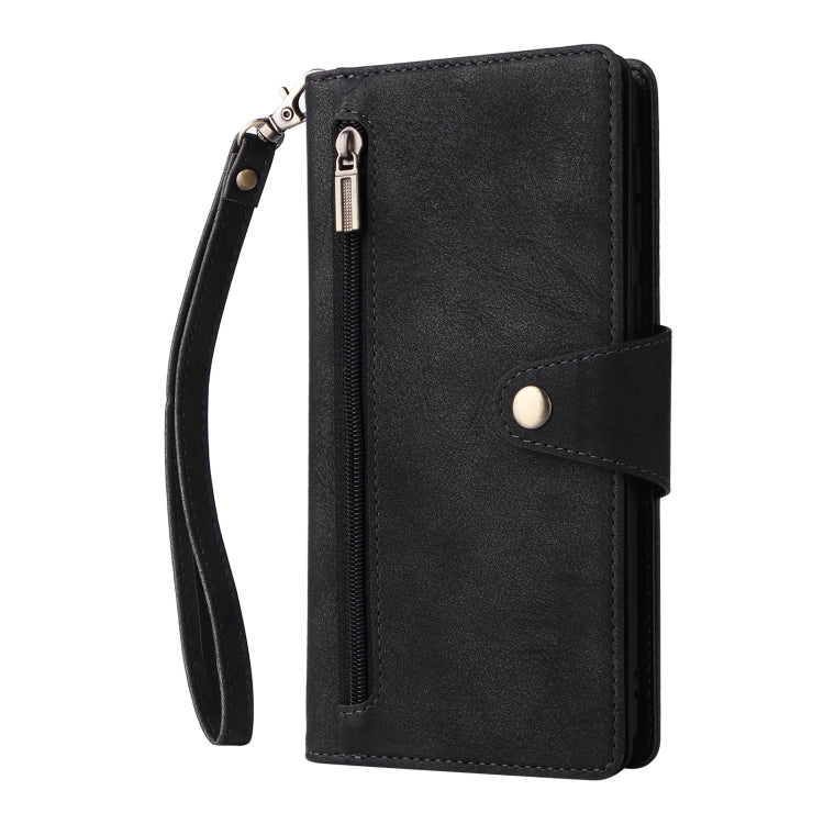 For Samsung Galaxy A52 5G Rivet Buckle 9 Cards Three Fold Leather Phone Case