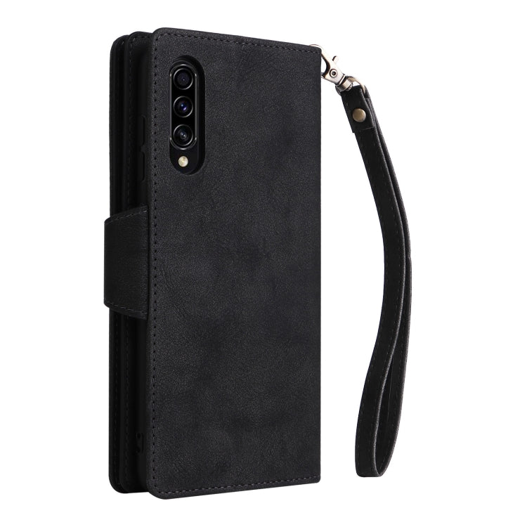 For Samsung Galaxy A70/A70S Rivet Buckle 9 Cards Three Fold Leather Phone Case