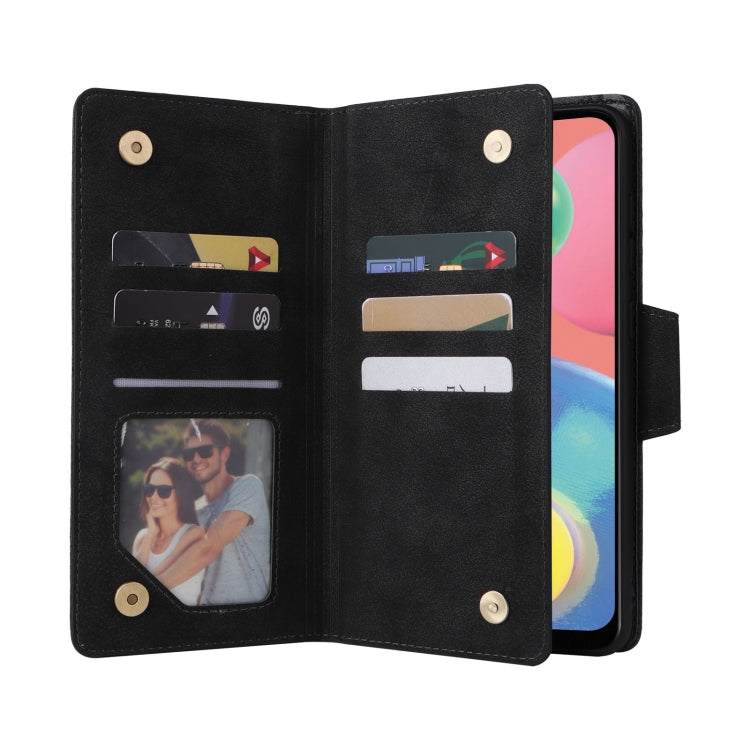 For Samsung Galaxy A70/A70S Rivet Buckle 9 Cards Three Fold Leather Phone Case