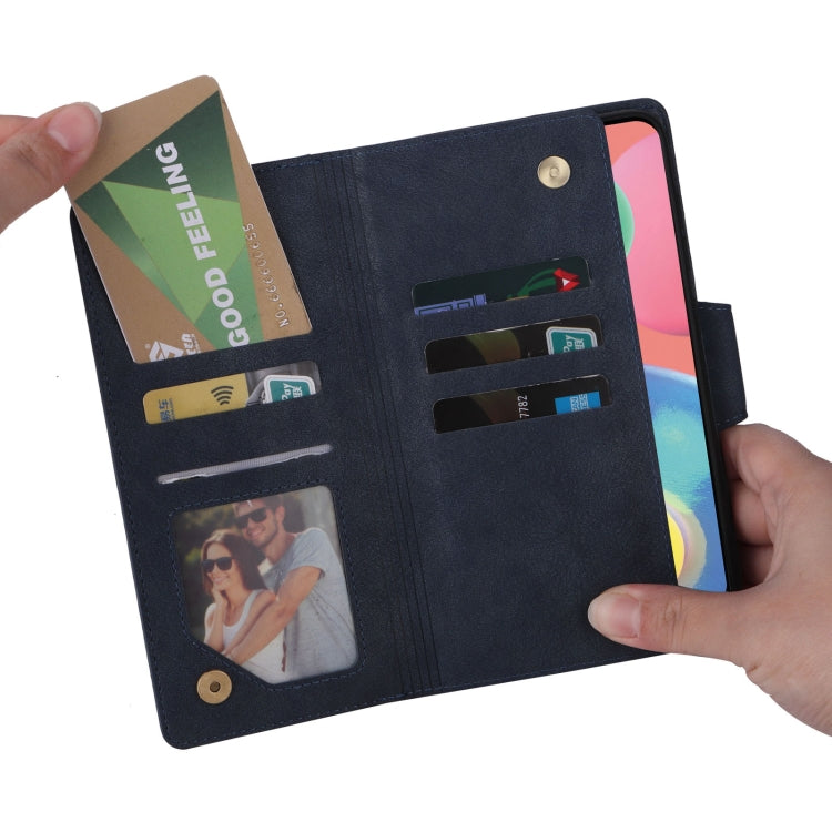 For Samsung Galaxy A70/A70S Rivet Buckle 9 Cards Three Fold Leather Phone Case
