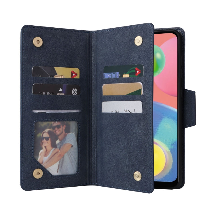 For Samsung Galaxy A70/A70S Rivet Buckle 9 Cards Three Fold Leather Phone Case