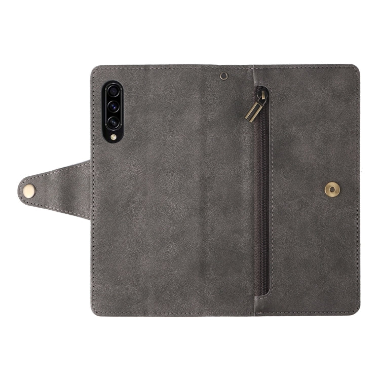 For Samsung Galaxy A70/A70S Rivet Buckle 9 Cards Three Fold Leather Phone Case