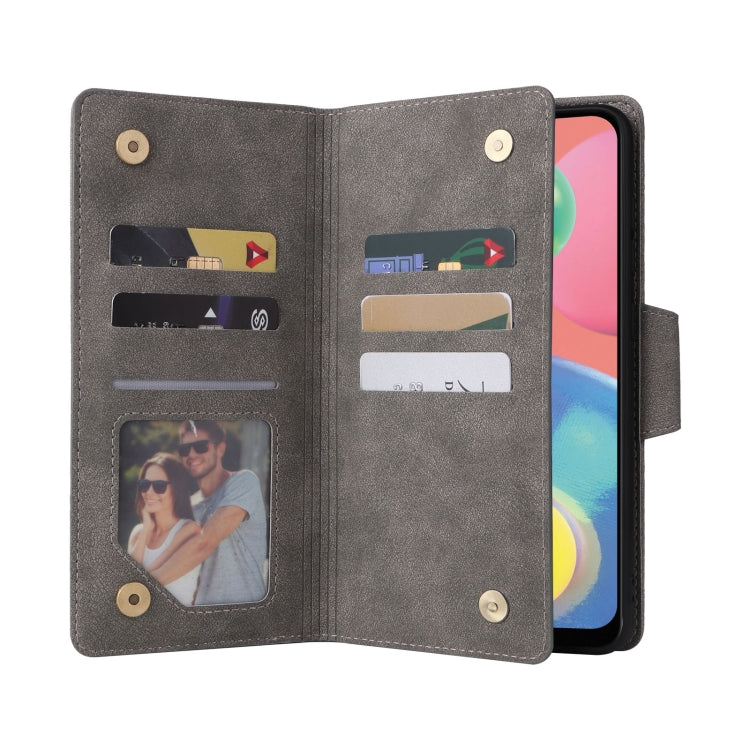 For Samsung Galaxy A70/A70S Rivet Buckle 9 Cards Three Fold Leather Phone Case