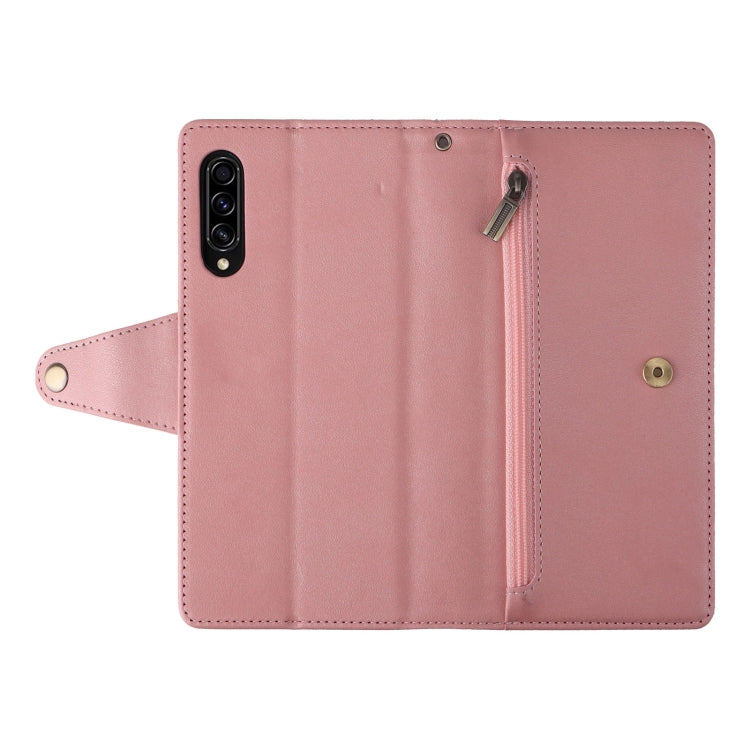 For Samsung Galaxy A70/A70S Rivet Buckle 9 Cards Three Fold Leather Phone Case