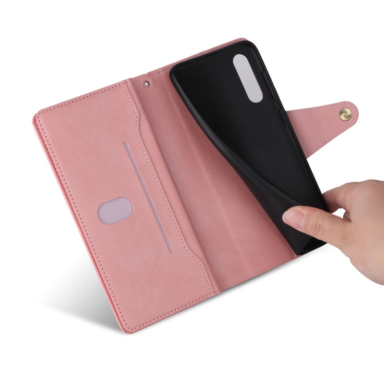 For Samsung Galaxy A70/A70S Rivet Buckle 9 Cards Three Fold Leather Phone Case