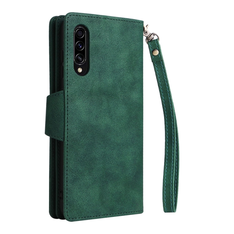 For Samsung Galaxy A70/A70S Rivet Buckle 9 Cards Three Fold Leather Phone Case