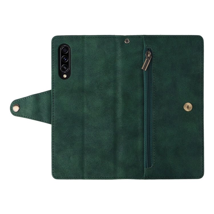 For Samsung Galaxy A70/A70S Rivet Buckle 9 Cards Three Fold Leather Phone Case