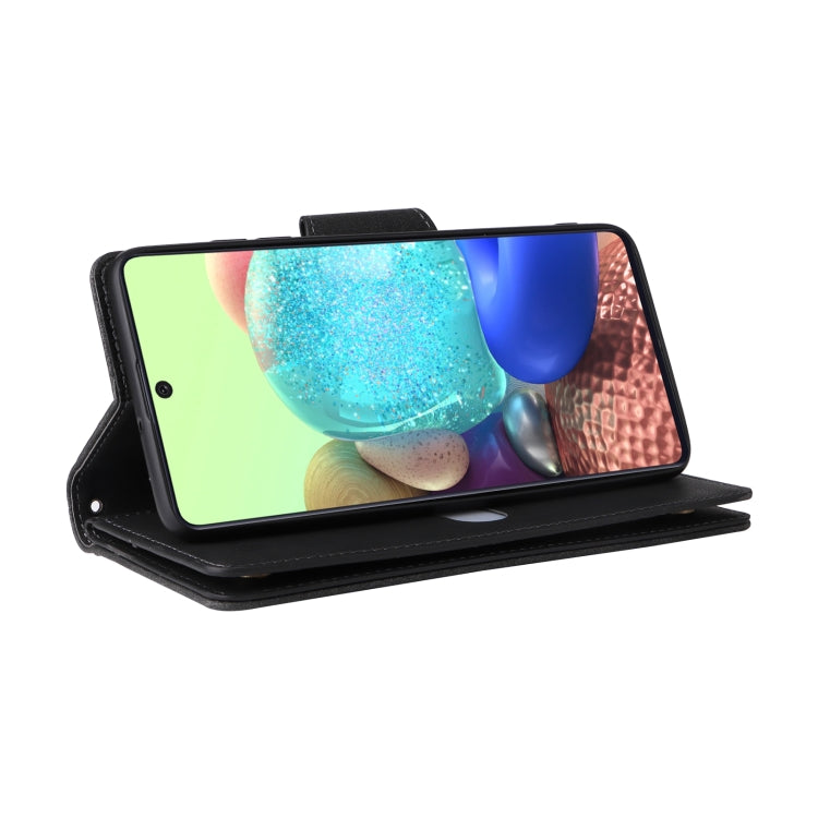For Samsung Galaxy A71 5G Rivet Buckle 9 Cards Three Fold Leather Phone Case