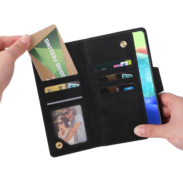 For Samsung Galaxy A71 5G Rivet Buckle 9 Cards Three Fold Leather Phone Case