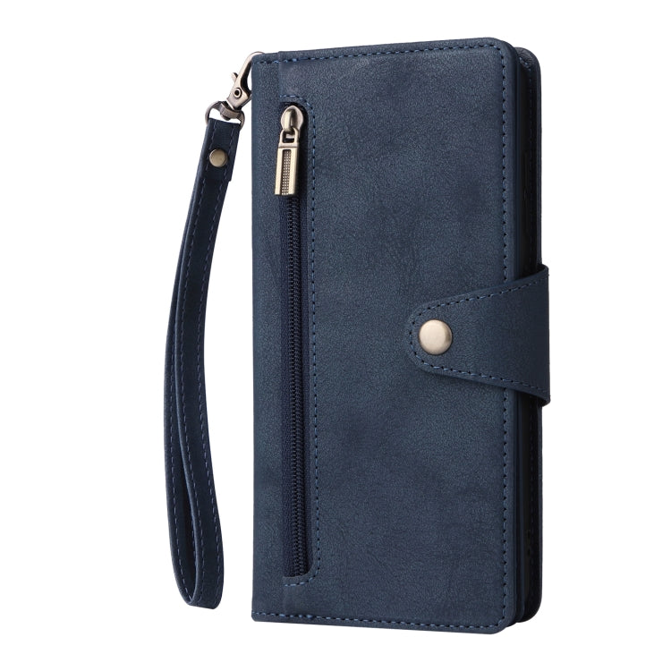 For Samsung Galaxy A71 5G Rivet Buckle 9 Cards Three Fold Leather Phone Case