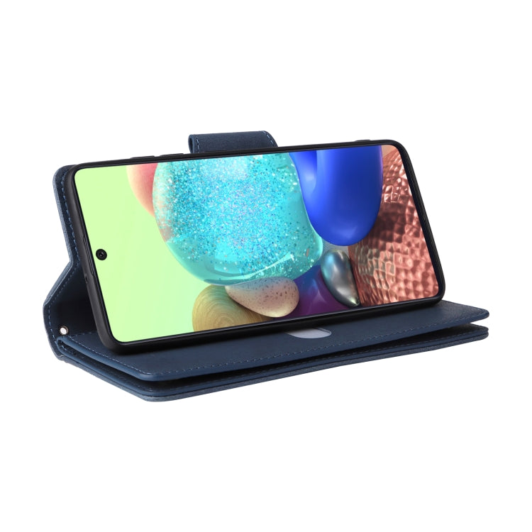 For Samsung Galaxy A71 5G Rivet Buckle 9 Cards Three Fold Leather Phone Case