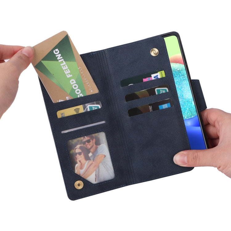 For Samsung Galaxy A71 5G Rivet Buckle 9 Cards Three Fold Leather Phone Case