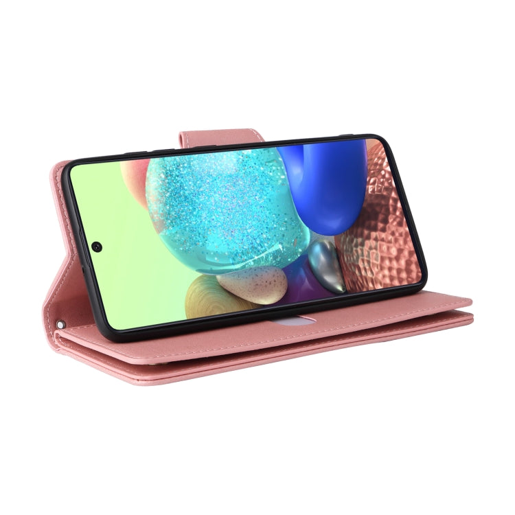 For Samsung Galaxy A71 5G Rivet Buckle 9 Cards Three Fold Leather Phone Case