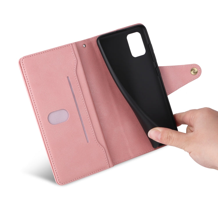 For Samsung Galaxy A71 5G Rivet Buckle 9 Cards Three Fold Leather Phone Case
