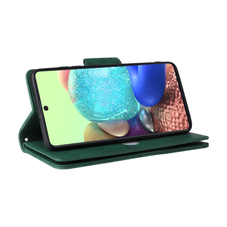 For Samsung Galaxy A71 5G Rivet Buckle 9 Cards Three Fold Leather Phone Case