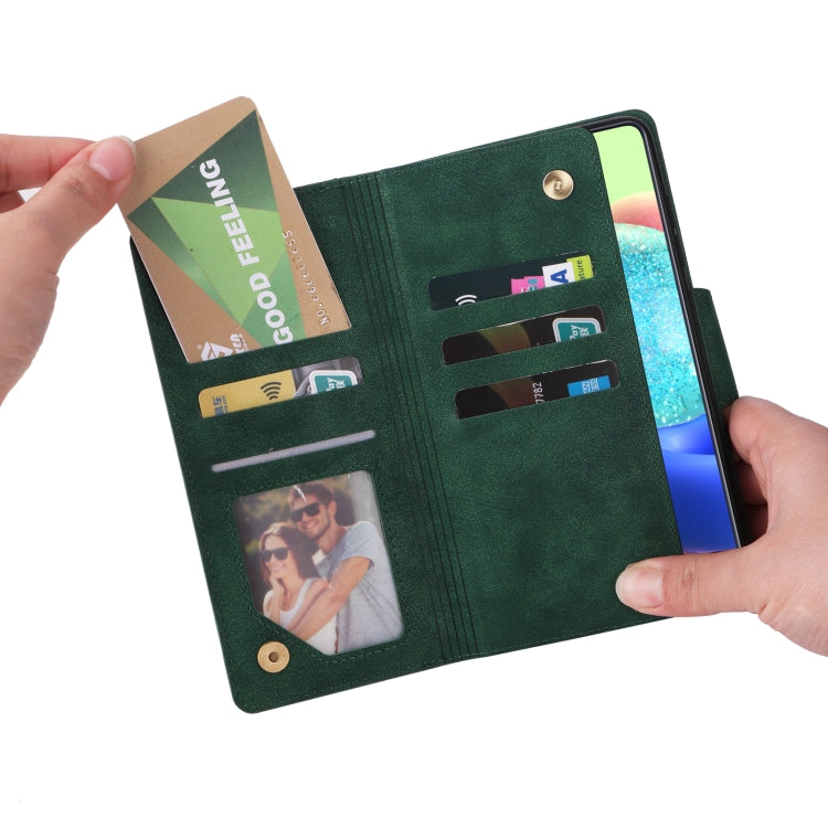 For Samsung Galaxy A71 5G Rivet Buckle 9 Cards Three Fold Leather Phone Case