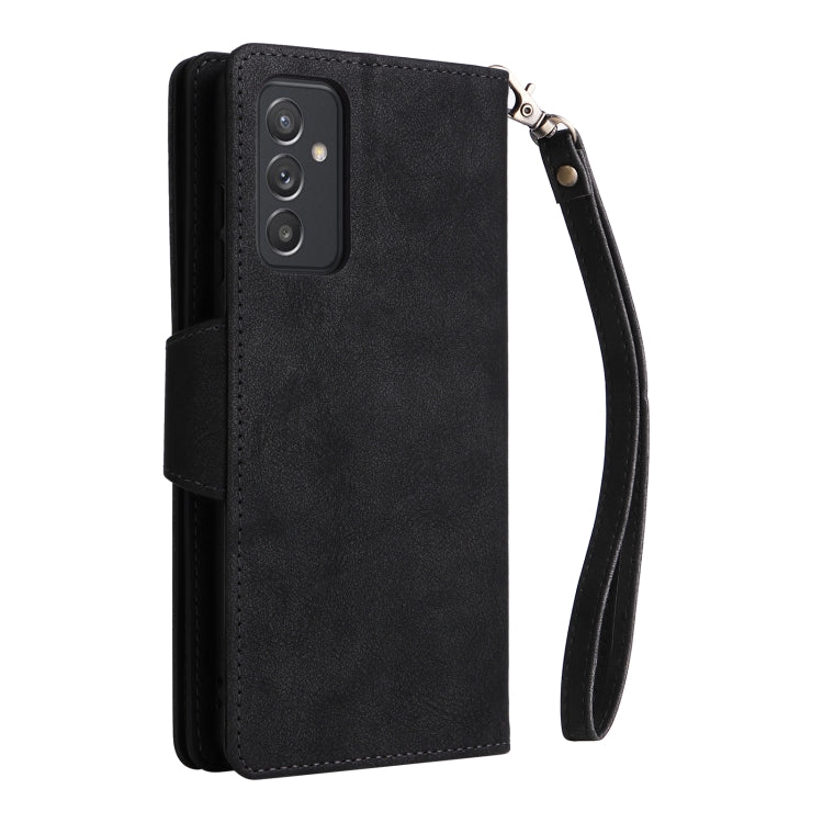 For Samsung Galaxy A82 Rivet Buckle 9 Cards Three Fold Leather Phone Case