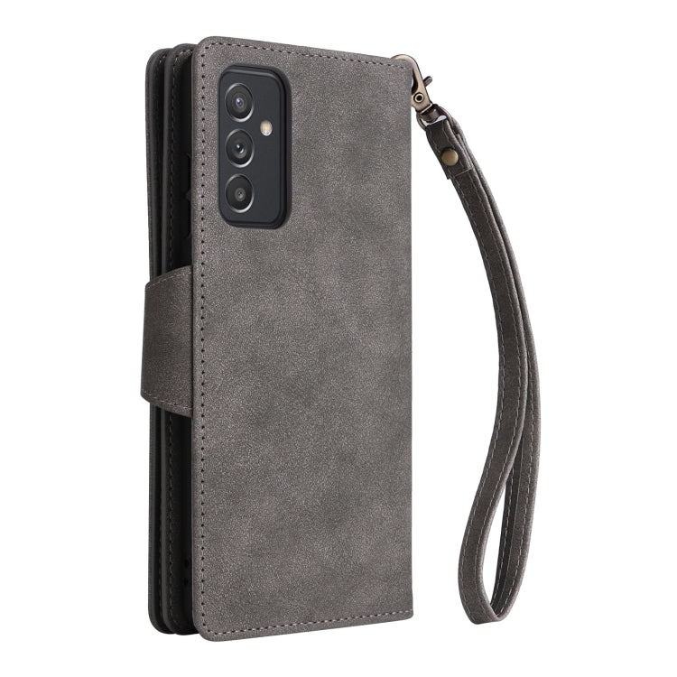 For Samsung Galaxy A82 Rivet Buckle 9 Cards Three Fold Leather Phone Case