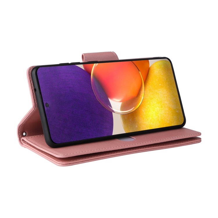 For Samsung Galaxy A82 Rivet Buckle 9 Cards Three Fold Leather Phone Case