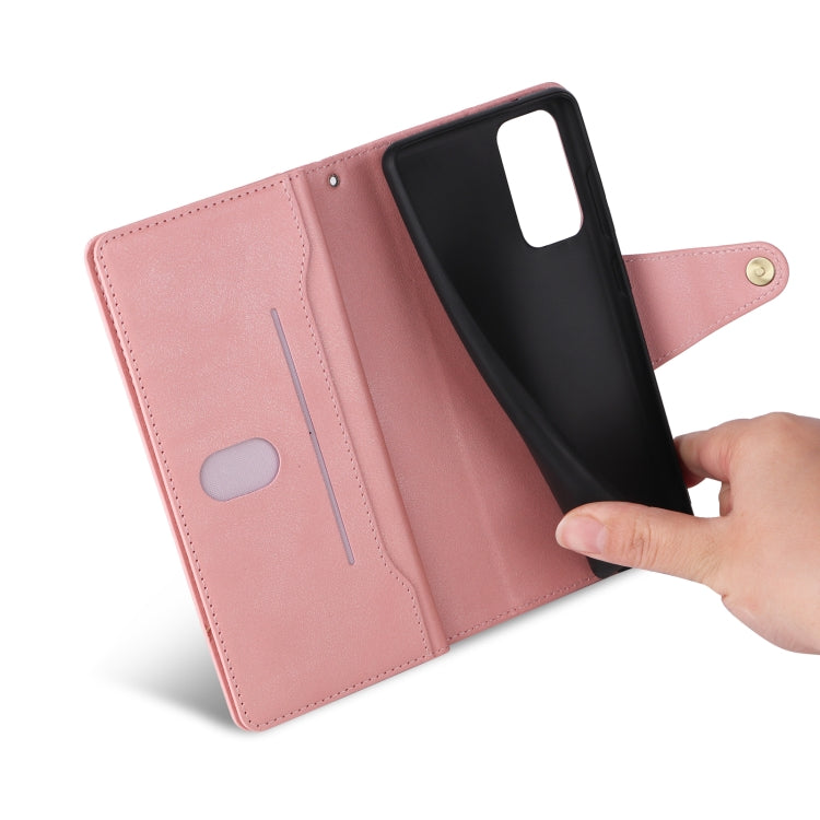 For Samsung Galaxy A82 Rivet Buckle 9 Cards Three Fold Leather Phone Case