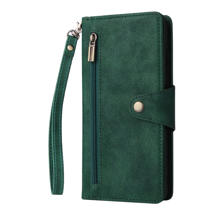 For Samsung Galaxy A82 Rivet Buckle 9 Cards Three Fold Leather Phone Case