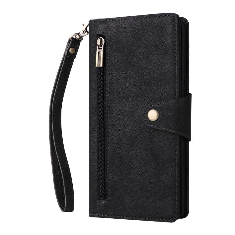 For Samsung Galaxy Note9 Rivet Buckle 9 Cards Three Fold Leather Phone Case