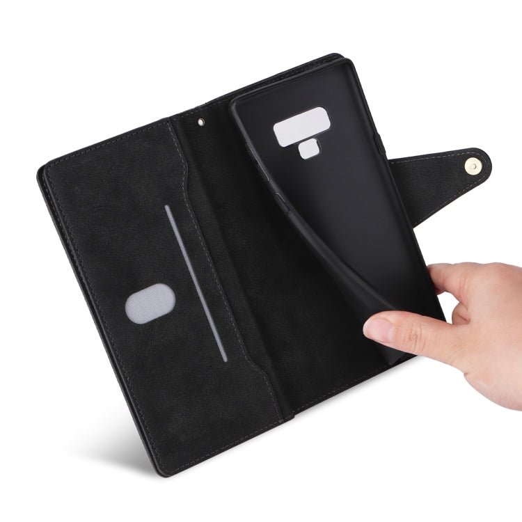 For Samsung Galaxy Note9 Rivet Buckle 9 Cards Three Fold Leather Phone Case