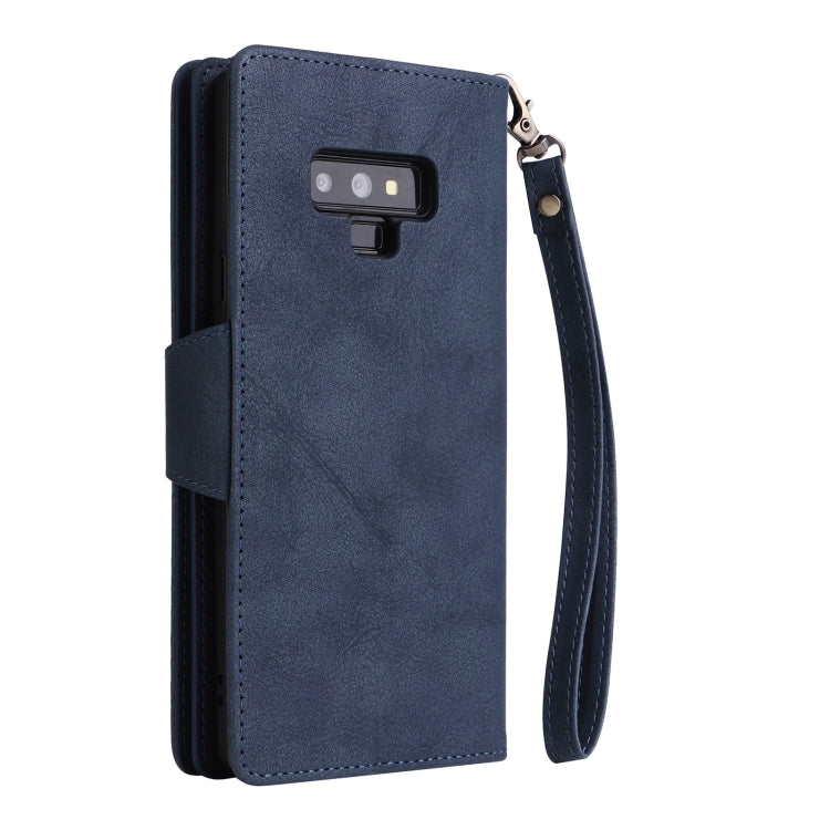 For Samsung Galaxy Note9 Rivet Buckle 9 Cards Three Fold Leather Phone Case