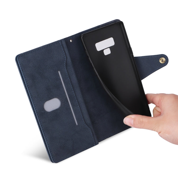 For Samsung Galaxy Note9 Rivet Buckle 9 Cards Three Fold Leather Phone Case