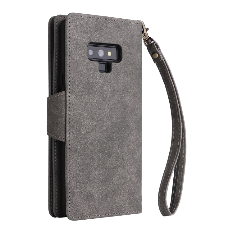 For Samsung Galaxy Note9 Rivet Buckle 9 Cards Three Fold Leather Phone Case