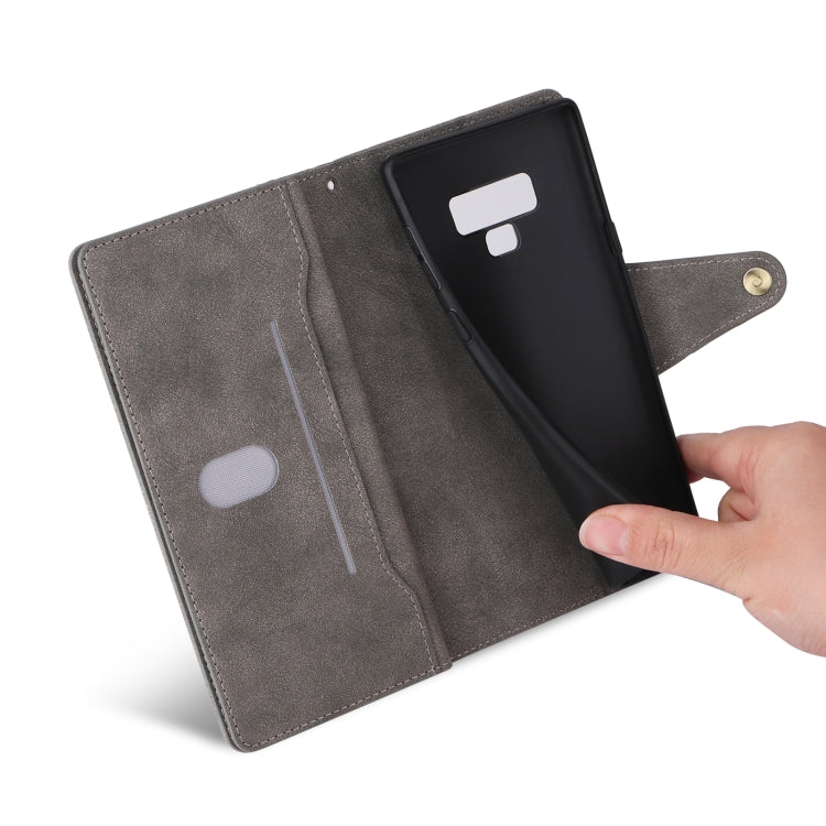 For Samsung Galaxy Note9 Rivet Buckle 9 Cards Three Fold Leather Phone Case
