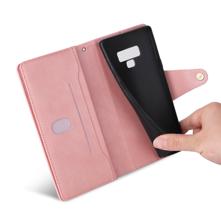 For Samsung Galaxy Note9 Rivet Buckle 9 Cards Three Fold Leather Phone Case