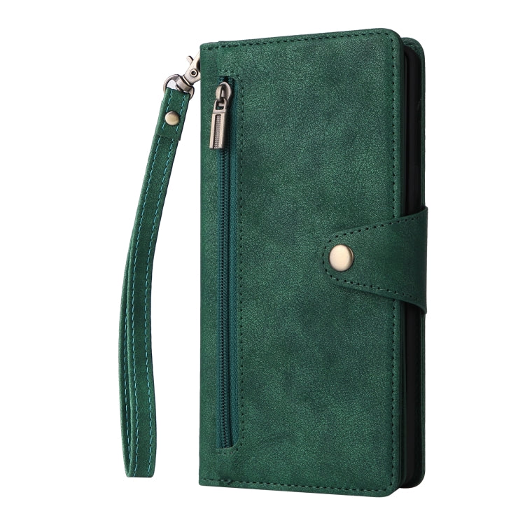 For Samsung Galaxy Note9 Rivet Buckle 9 Cards Three Fold Leather Phone Case