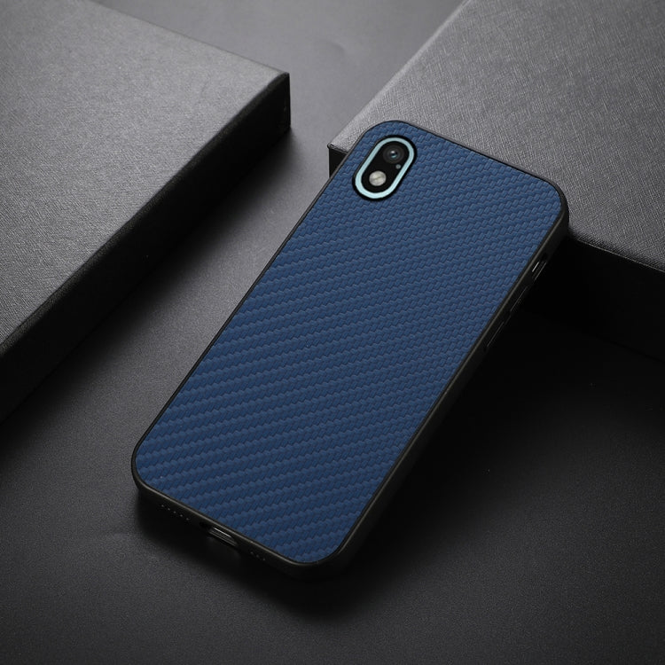 For Sony Xperia Ace III Carbon Fiber Skin PU + PC + TPU Shockprof Protective Phone Case