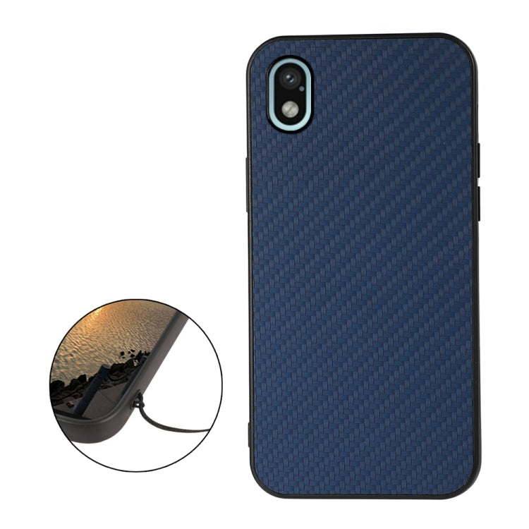 For Sony Xperia Ace III Carbon Fiber Skin PU + PC + TPU Shockprof Protective Phone Case
