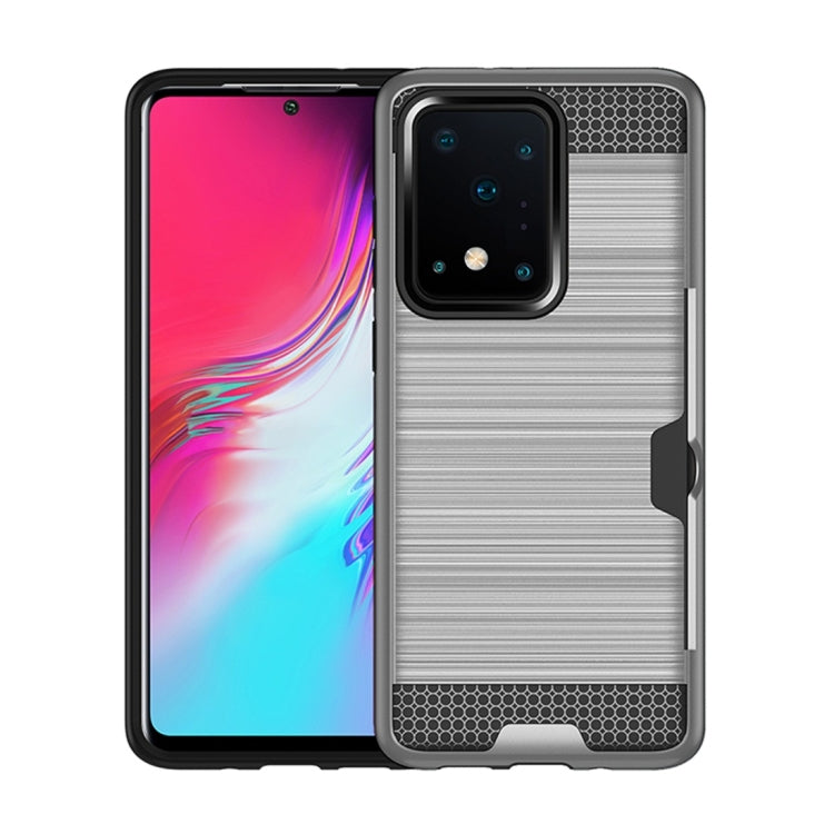 For Galaxy S20 Brushed Texture PC + TPU Protective Case with Card Slot