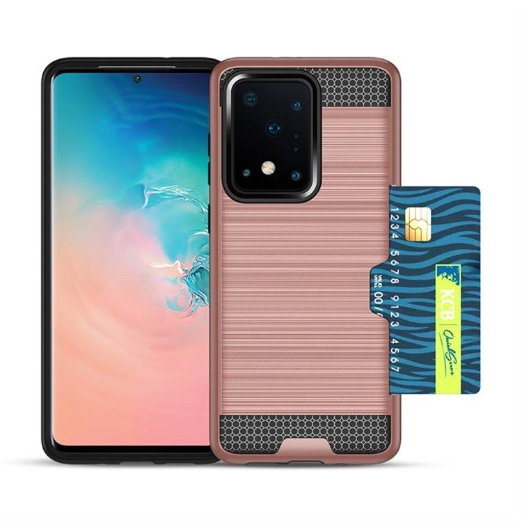 For Galaxy S20 Brushed Texture PC + TPU Protective Case with Card Slot