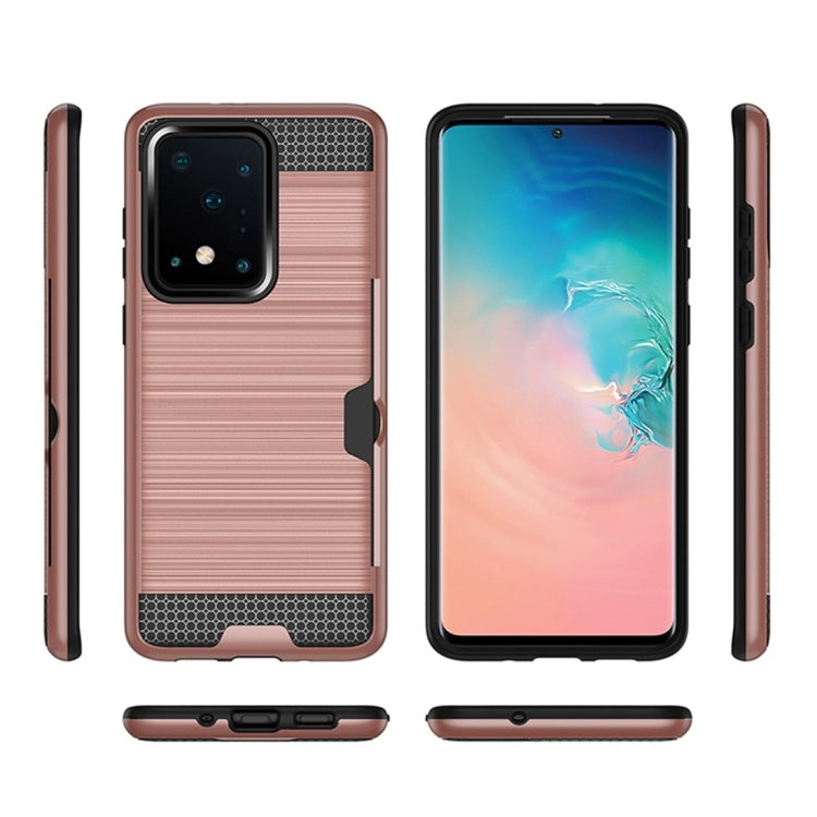 For Galaxy S20 Brushed Texture PC + TPU Protective Case with Card Slot