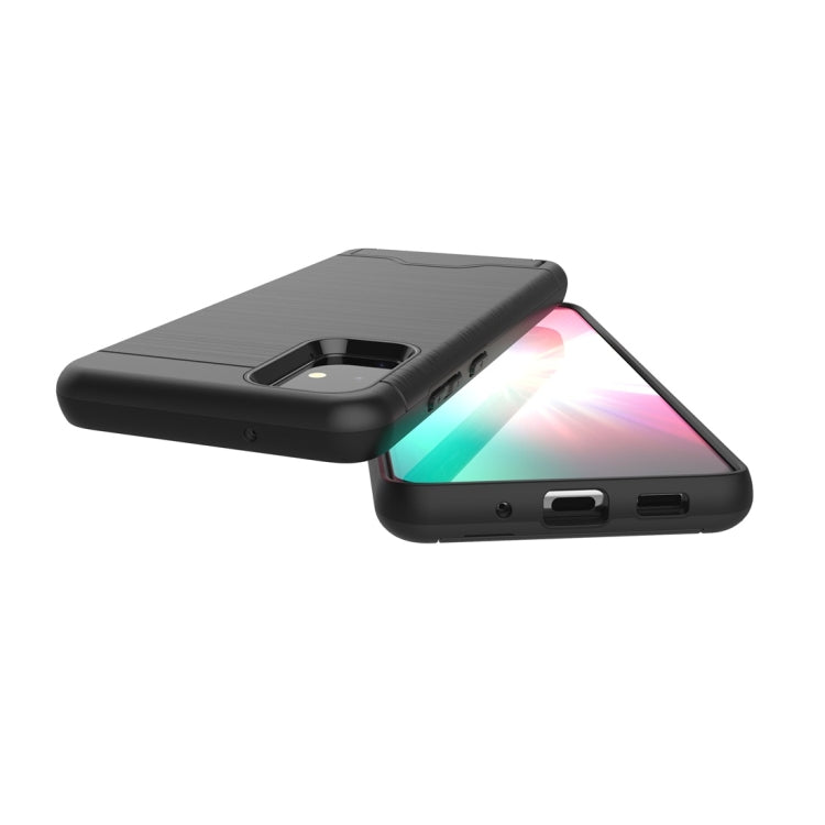 For Galaxy S20+ Shockproof Brushed Texture Protective Case with Card Slot