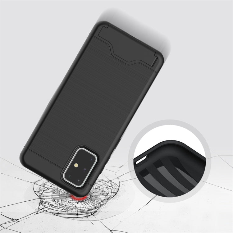 For Galaxy S20 Ultra Shockproof Brushed Texture Protective Case with Card Slot