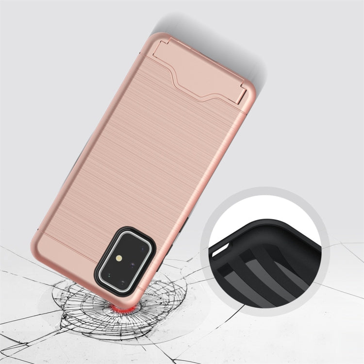 For Galaxy S20 Ultra Shockproof Brushed Texture Protective Case with Card Slot