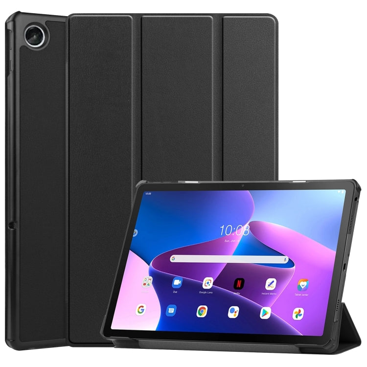 For Lenovo Tab M10 Plus 10.6 3rd Gen 2022 Custer Texture 3-Fold Holder Smart Leather Tablet Case