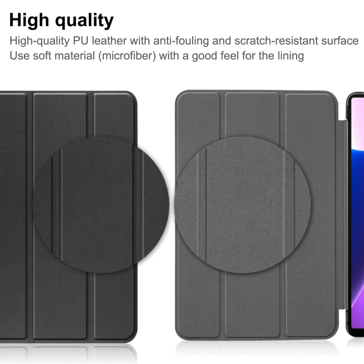 For Lenovo Tab M10 Plus 10.6 3rd Gen 2022 Custer Texture 3-Fold Holder Smart Leather Tablet Case