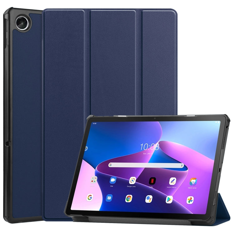 For Lenovo Tab M10 Plus 10.6 3rd Gen 2022 Custer Texture 3-Fold Holder Smart Leather Tablet Case