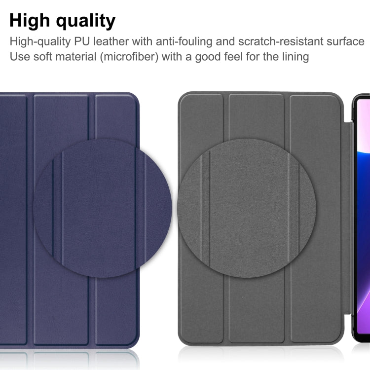 For Lenovo Tab M10 Plus 10.6 3rd Gen 2022 Custer Texture 3-Fold Holder Smart Leather Tablet Case