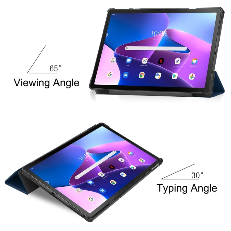 For Lenovo Tab M10 Plus 10.6 3rd Gen 2022 Custer Texture 3-Fold Holder Smart Leather Tablet Case