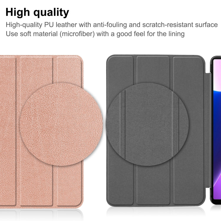 For Lenovo Tab M10 Plus 10.6 3rd Gen 2022 Custer Texture 3-Fold Holder Smart Leather Tablet Case